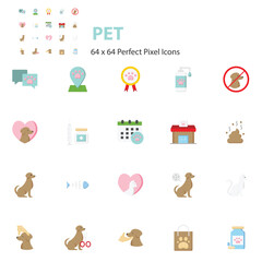 set of pet care icon, animals, veterinary