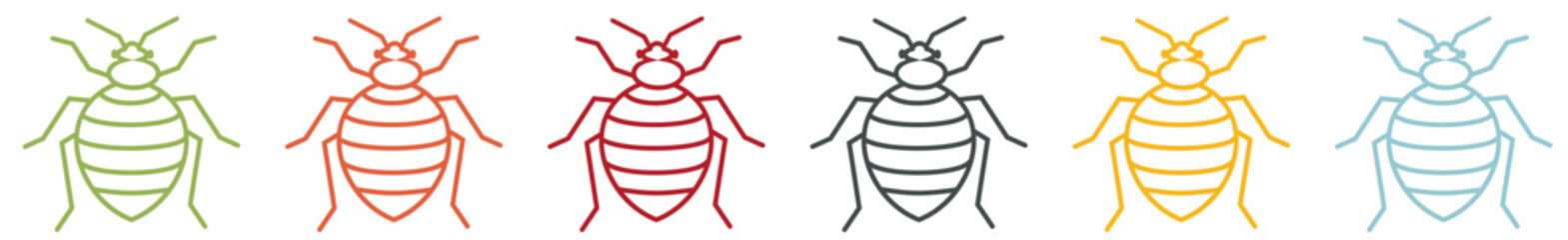 Group of coloured bedbug icons