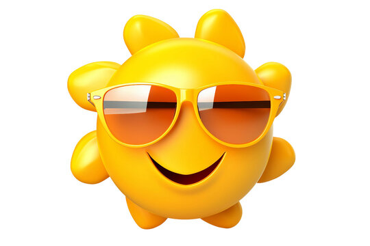 Smiling Sun Cartoon Icon on transparent background.