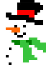 Christmas snowman pixel art icon