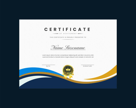 certificate design template, 
certificate of achievement Modern template Gradient golden luxury premium Vector Design 