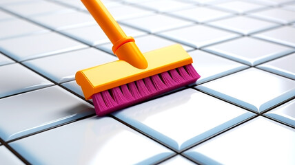 Promote household cleaning equipment with this colorful squeegee close-up, highlighting its bright and efficient design.