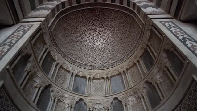 Cairo, Egypt Muhummad Ali mosque interior details design with gold and islamic geometric pattern