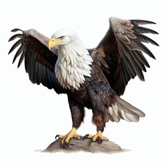 a bald eagle flying in the sky American Eagle is flying gracefully on a White background. Study Learning Education Children School Books Homework Classroom Reading Writing