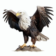 Obraz premium a bald eagle flying in the sky American Eagle is flying gracefully on a White background. Study Learning Education Children School Books Homework Classroom Reading Writing