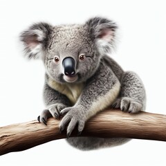 A koala bear standing on its hind legs. Funny koala isolated on a white background Study Learning Education Children School Books Homework Classroom Reading Writing