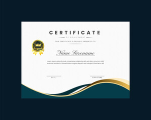 Modern design certificate template with simple elegant and luxurious in horizontal a4 size
