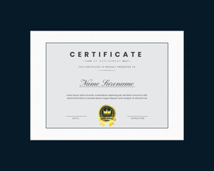 Modern design certificate template with simple elegant and luxurious in horizontal a4 size
