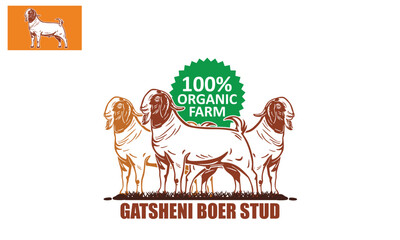 ORGANIC FARM, GATSHENI BREEDER LOGO, silhouette of great and big ram standing vector illustrations. this image can used as t-shirt printing or poster icon etc.