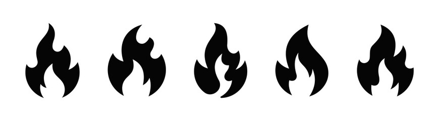Fire icon. fire flame icons set. Fire, flames, bonfire symbol. Vector