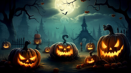 Celebrate with Halloween smiles galore as you join a group of happy pumpkin pals for festive and joyful moments.