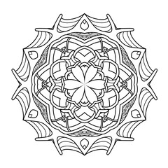 Abstract circular pattern with many details and geometry elements in form of mandala. Vector illustration for coloring book, henna, mehndi, decoration, fabric, wall interior, cloth
