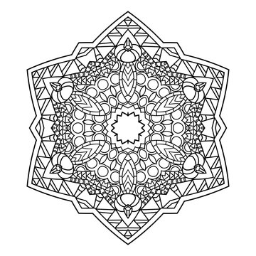 Abstract pattern with many details and geometry elements in form of mandala. Vector illustration for coloring book, Henna, Mehndi, decoration, fabric, wall interior, cloth