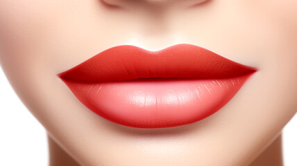 Fototapeta premium A captivating close-up of a woman's lips adorned with ombre lipstick, showcasing beauty and makeup artistry.