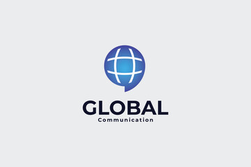 Global communication chat logo and icon
