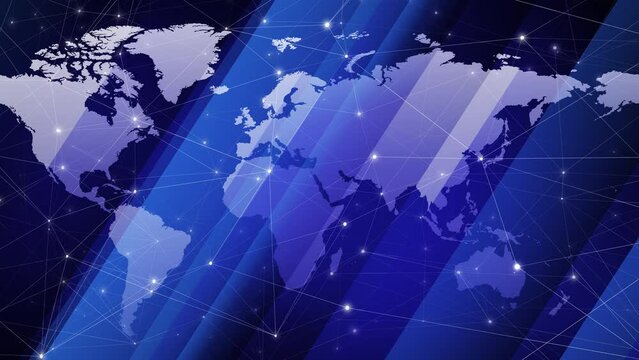 Media network hot news spreads through telecommunication with connected lines and dots. Global coverage online news expands worldwide with connected lines and dots on world map