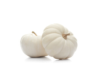 Mini pumpkins on white background
