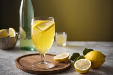 Glass of lemonade. Generative AI.