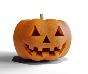 Carved halloween  pumpkin isolated on transparent background.