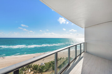 Photo taken from a balcony in Miami Beach Florida - obrazy, fototapety, plakaty