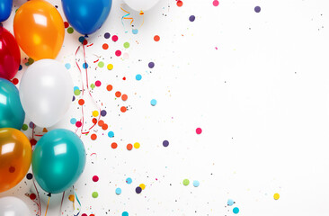 A delightful assortment of colorful balloons, perfect for adding a touch of joy to any backdrop or artwork on white background. Generative AI.