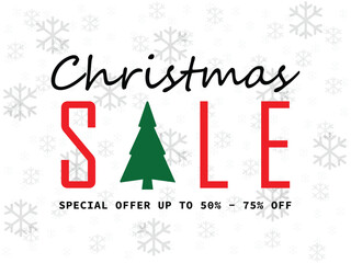 Christmas Sale. Special offer vector tag. New year holiday card template. Shop market poster design. Discount