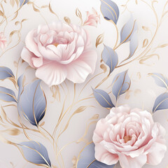 Elegant watercolor rose pattern, for fabric, silk, printing.