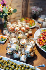 Delicious buffet at a garden party wedding reception