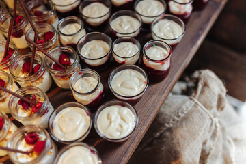 Delicious dessert buffet at a wedding reception