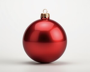 Isolated Christmas Ornament. Festive Red Christmas Ball Bauble Decoration