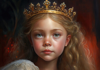 art portrait of little girl princess