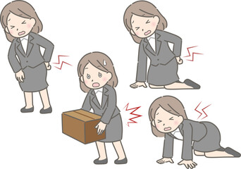 腰が痛い若い女性（スーツ）