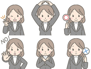 若い女性のイエスとノー（スーツ）