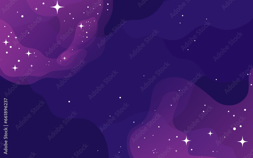 Poster vector space background . cute flat style template with stars in outer space