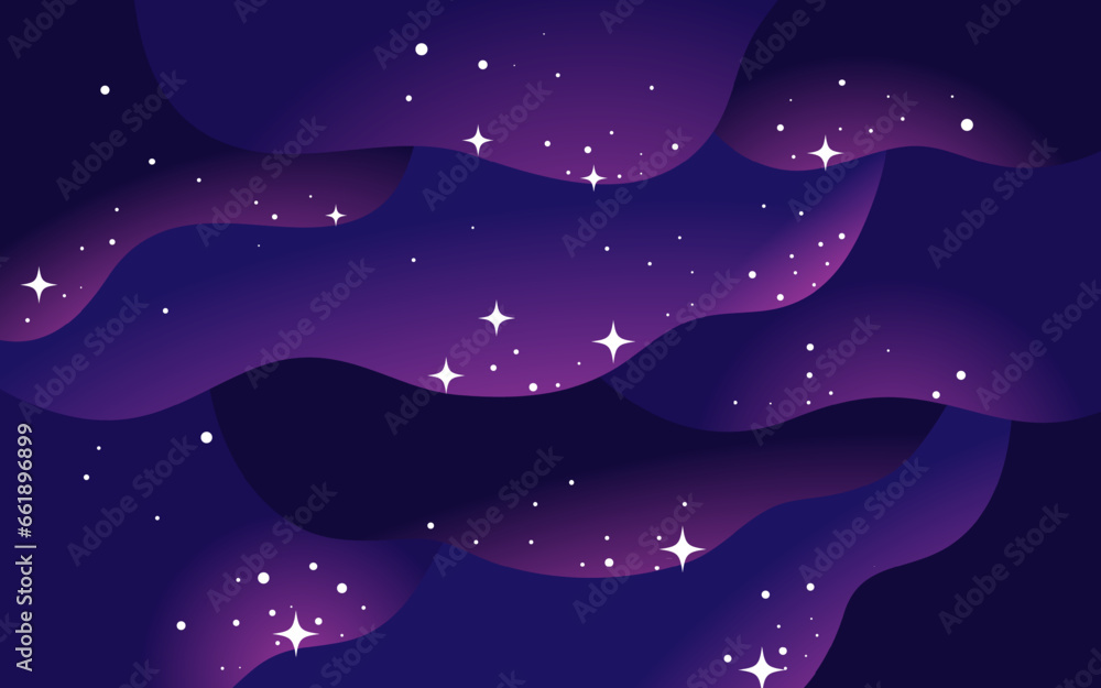 Poster vector space background . cute flat style template with stars in outer space