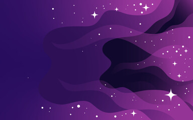 Vector space background . Cute flat style template with Stars in Outer space