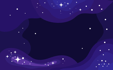 Vector space background . Cute flat style template with Stars in Outer space