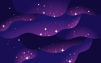 Vector space background . Cute flat style template with Stars in Outer space
