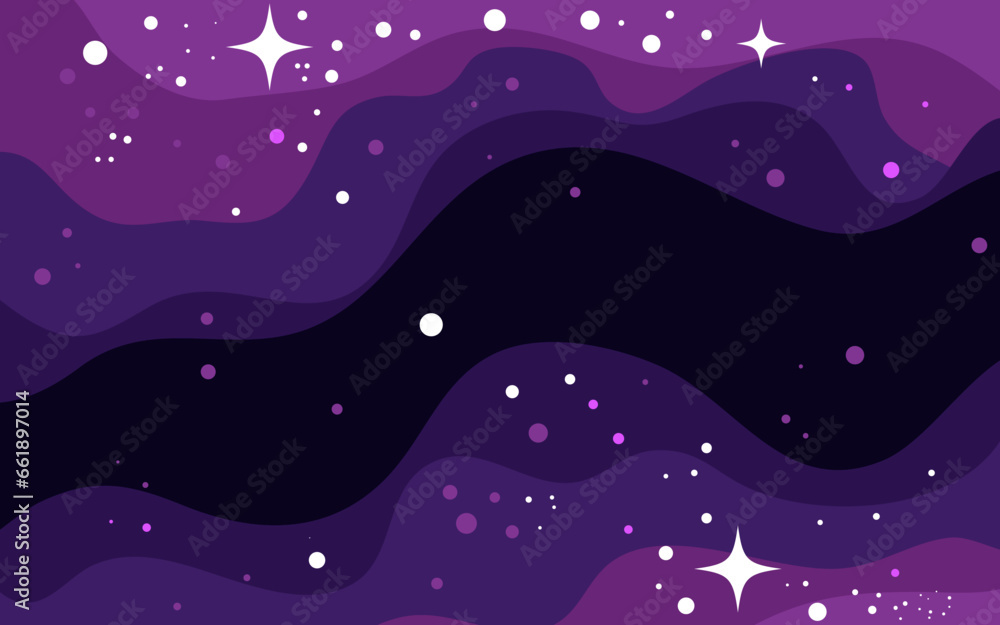 Poster vector space background . cute flat style template with stars in outer space