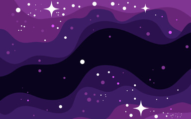 Vector space background . Cute flat style template with Stars in Outer space