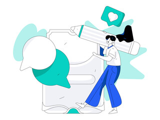 Use red envelopes to attract new customers and promote activity. Flat vector character concept illustration
