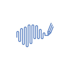 Obraz premium The logo is a symbol of the brain and the pen. Write down what's on your mind. Write from right to left.