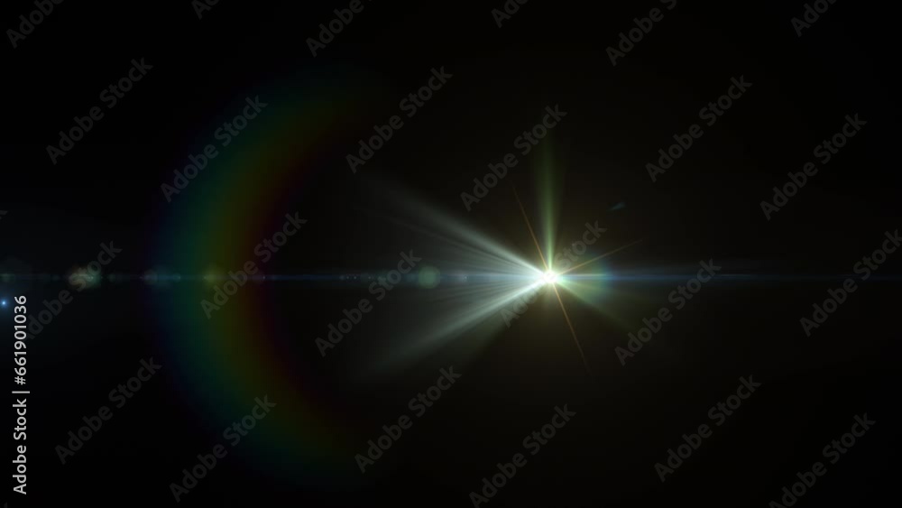 Poster abstract loop glow multicolored optical flare shine light animation on black background for screen p
