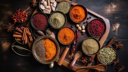 Obraz na płótnie Canvas natural hot and dry spices powder photography for indian flavor