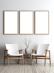 Fototapeta premium Mock up poster frame in interior background. 3D Illustration