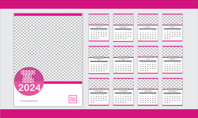 New Year 2024 calendar template design for your business and graphic resources. 