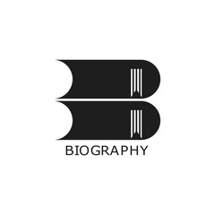 logo is the letter B stands for biography. In the form of an arrangement of two biographical books