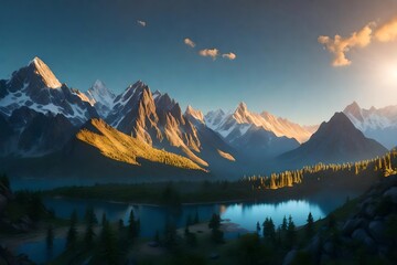 Morning Glow in Majestic Mountain Landscape"