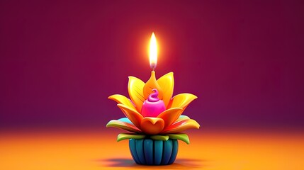 A Lotto flower candle illustration for meditation or prayer.