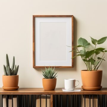 Maquette cadre et plantes